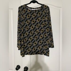 Susan Graver Long Sleeve Chain Link Print Blouse Women’s Size 3X
